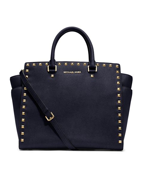 michael kors small selma studded saffiano tote|Michael Kors marilyn medium tote.